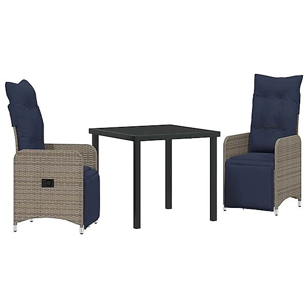 vidaXL Garten Essgruppe 3-Tlg Grau Poly-Rattan 3379695 günstig online kaufen