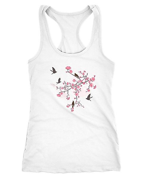 Neverless Tanktop Damen Tank-Top Cherry Tree Birds Kirschblüten Vögel Racer günstig online kaufen