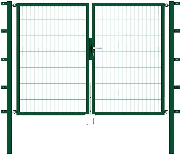 Metallzaun Doppeltor für Doppelstabmatte Grün z. Einbetonieren 140 cm x 200 günstig online kaufen