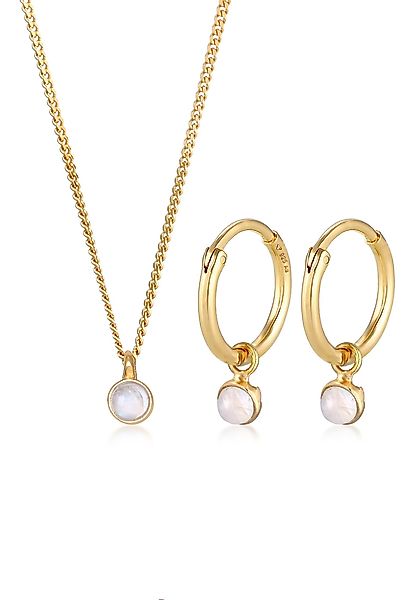 Elli Premium Schmuckset Kette Creolen Mondstein günstig online kaufen