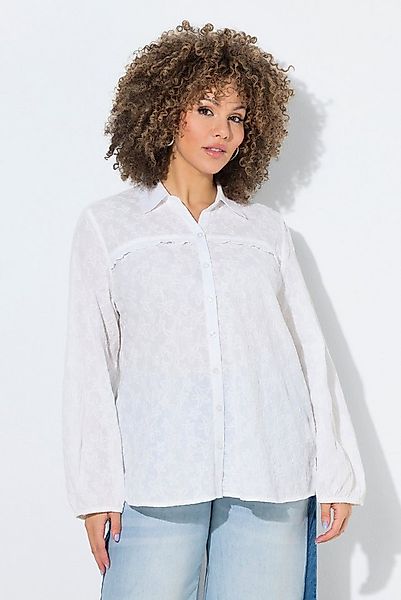 Ulla Popken Hemdbluse Bluse Seestern-Stickerei A-Linie Hemdkragen günstig online kaufen