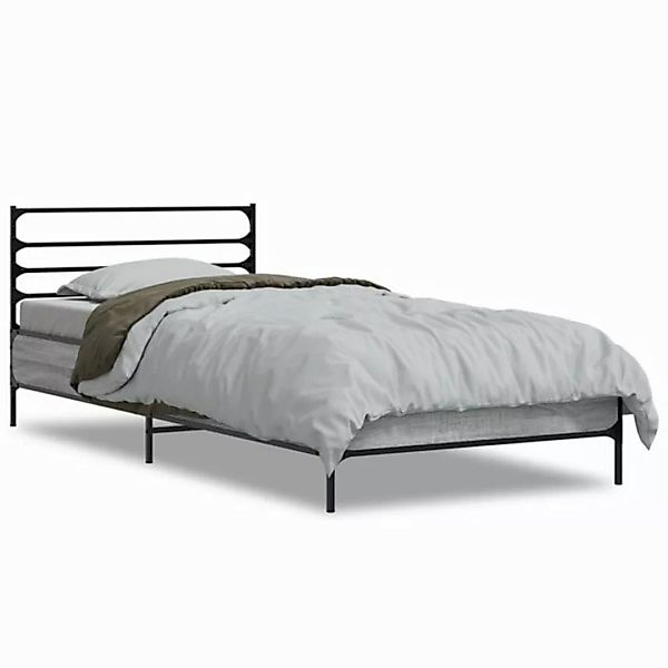 vidaXL Bett Bettgestell Braun Eichen-Optik 75x190 cm Holzwerkstoff Metall günstig online kaufen