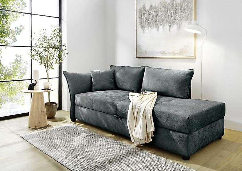Bettsofa Polsterliege Recamiere mit Bettkasten inkl. 2 Rücken- und 1 Zierki günstig online kaufen