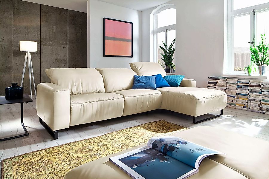 Home affaire Ecksofa »Juist L-Form«, mit Kopfteilverstellung und schwarzen günstig online kaufen