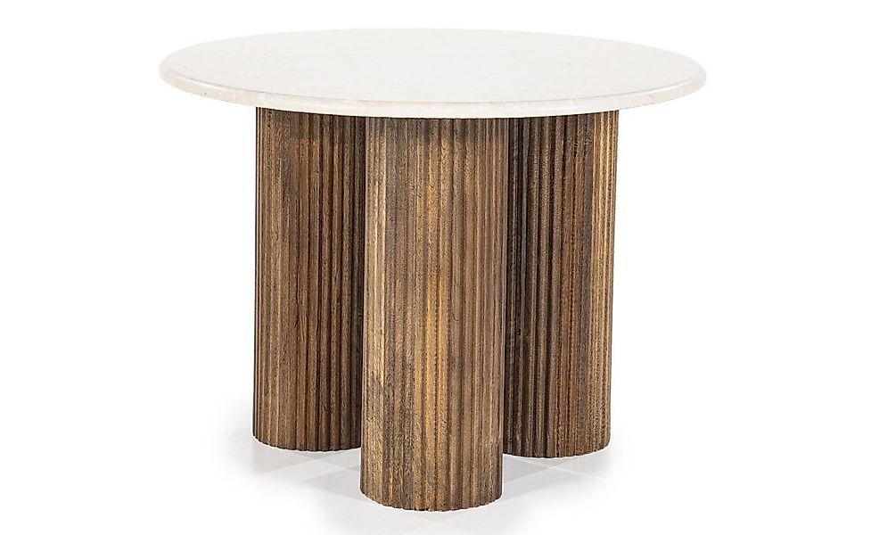 Maison ESTO Beistelltisch Couchtisch EVI rund aus Marmor und Mangoholz, Tis günstig online kaufen