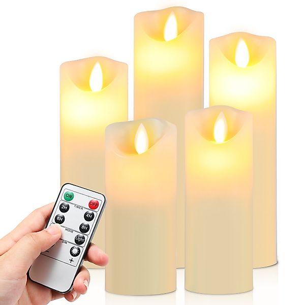 Clanmacy LED-Kerze 5X LED Kerzen Stumpenkerzen günstig online kaufen