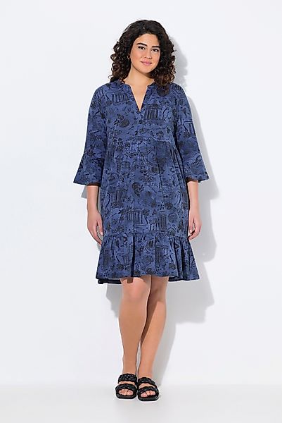 Ulla Popken Jerseykleid Jerseykleid A-Linie Tunika-Ausschnitt günstig online kaufen