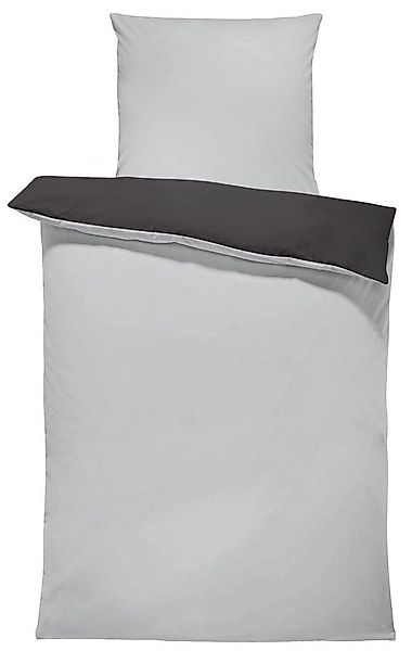 One Home Bettwäsche Doubleface, Renforcé, 2 teilig, Uni Wende grau / anthra günstig online kaufen