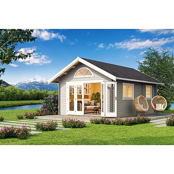 Lasita Gartenhaus Caroline 2.3 Lichtgrau 390 cm x 575 cm günstig online kaufen