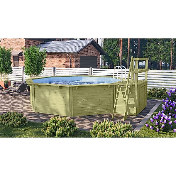 Karibu Achteckpool "Rimini 2X mit Sonnendeck" BxLxH: 550x470x121 cm günstig online kaufen