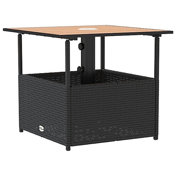 vidaXL Gartentisch mit Schirmloch Schwarz 55x55x46,5 cm Poly Rattan 364117 günstig online kaufen