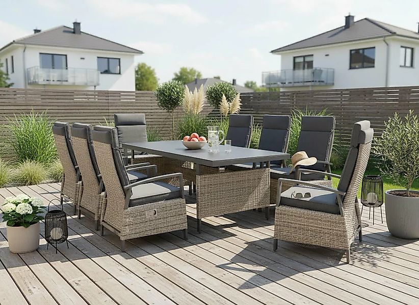 KONIFERA Garten-Essgruppe "New Monaco" Set, 8x Sessel, 8x Auflagen, 1x Tisc günstig online kaufen