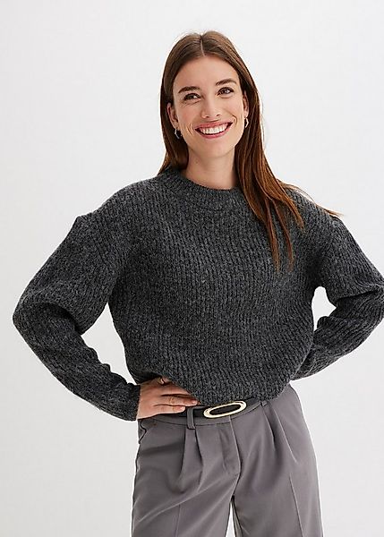 bonprix Strickpullover aus Polyester, Polyacryl, Polyamid und Wolle, weit g günstig online kaufen
