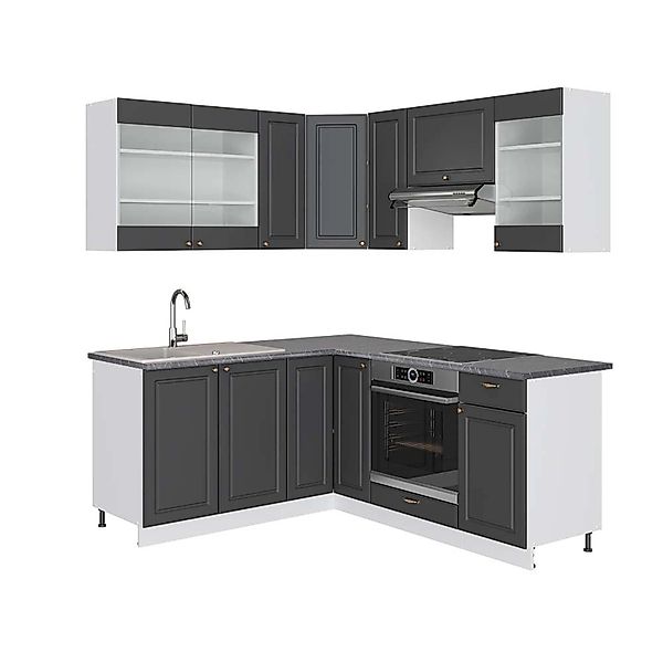 Vicco Fame-Line Eckküche Anthrazit-Gold/Weiß 160 x 190 cm AP Anthrazit ohne günstig online kaufen