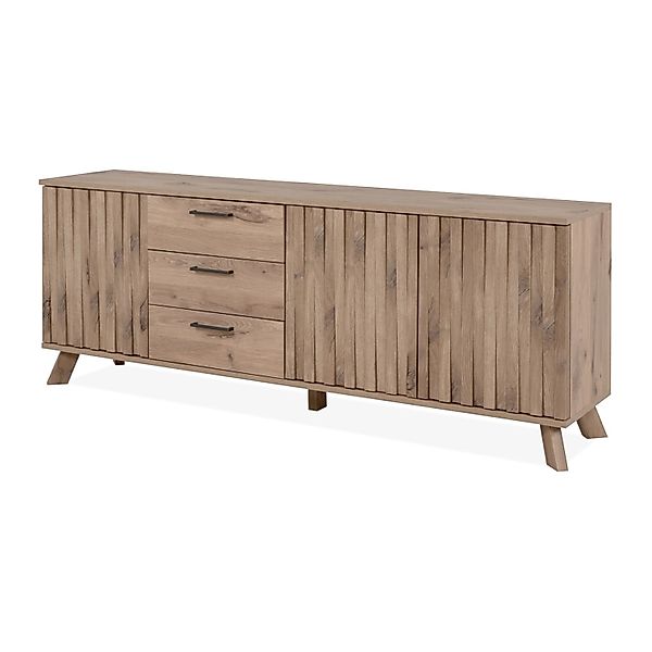 Furn.Design Sideboard Eiche 175 cm 3D Relief 3-türig mit Push-to-Open Douro günstig online kaufen