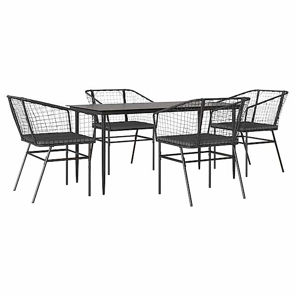 vidaXL 5-Tlg Garten-Essgruppe mit Kissen Schwarz Poly Rattan Glas 3334502 günstig online kaufen