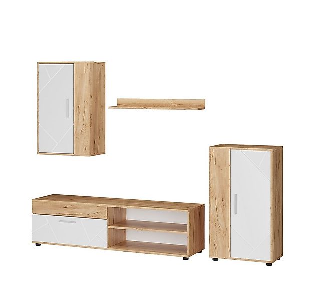 Vicco Wohnwand Berno, GKO/Weiß, 4-teiliges Set günstig online kaufen