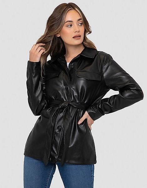 Threadbare Lederimitatjacke Brook (1-St) mit Bindeband günstig online kaufen