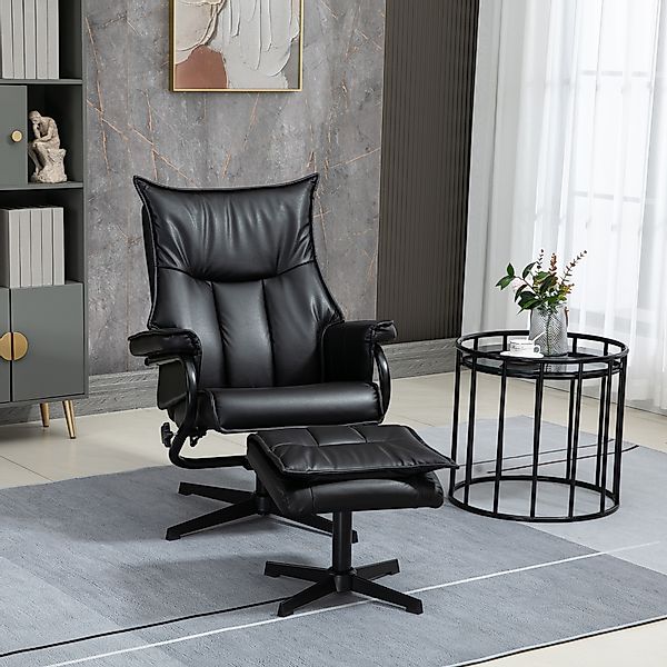 HOMCOM Polsterstuhl drehbarer Relaxsessel mit Hocker günstig online kaufen