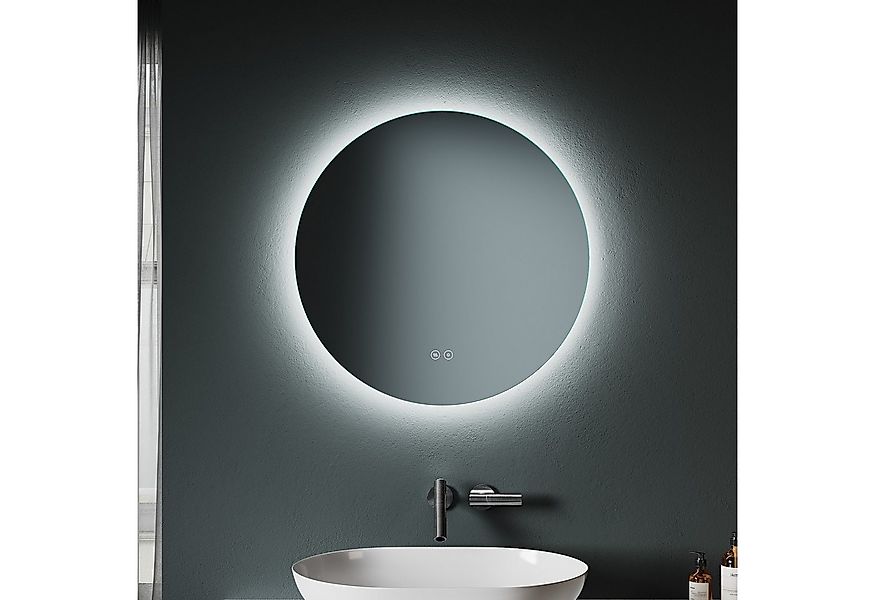 SONNI Badspiegel Rund, LED-Wandspiegel, Ø 60 cm, Beschlagfrei-Funktion, Tou günstig online kaufen
