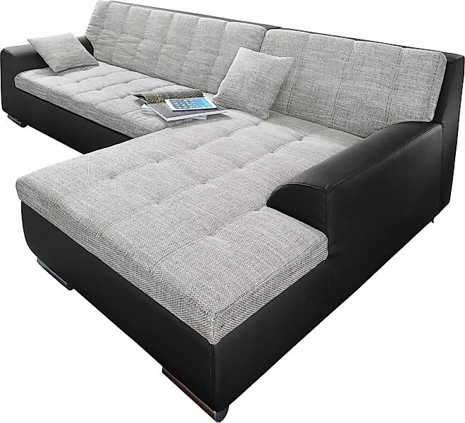 DOMO collection Ecksofa Treviso, wahlweise mit Bettfunktion, incl. Zierkiss günstig online kaufen