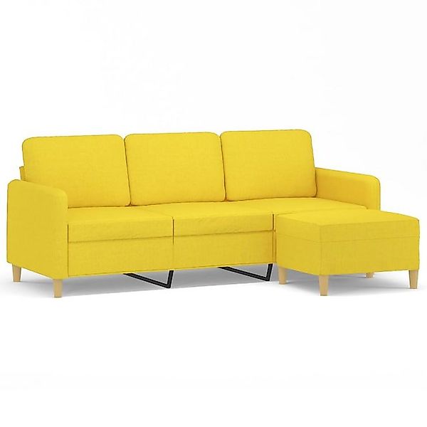 vidaXL Sofa, 3-Sitzer-Sofa mit Hocker Hellgelb 180 cm Stoff günstig online kaufen