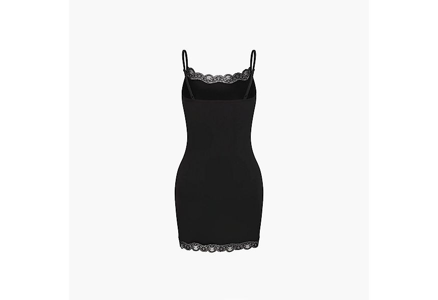 cfab Nachthemd Camisole Dress mit Lace-Schwarz-XS (1-tlg) günstig online kaufen