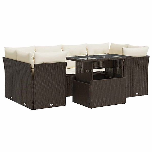 vidaXL 7-Tlg Garten-Sofagarnitur mit Kissen Braun Poly Rattan 3326114 günstig online kaufen