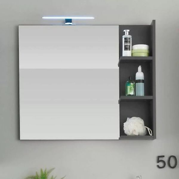 Lomadox Badspiegel mit Beleuchtung BITOLA-19 in Grau mit Ablagefächern, B/H günstig online kaufen