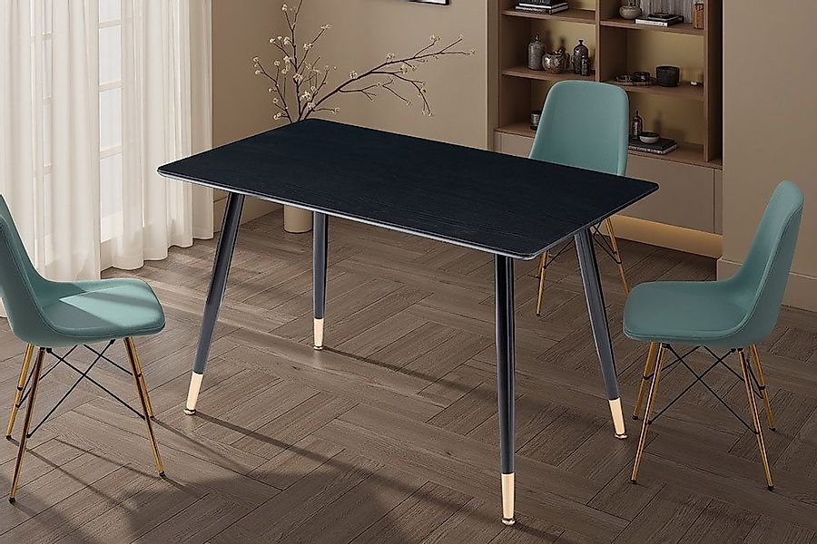 riess-ambiente Esstisch PARIS 120cm schwarz / gold - Eichenholz, mit Fußkap günstig online kaufen