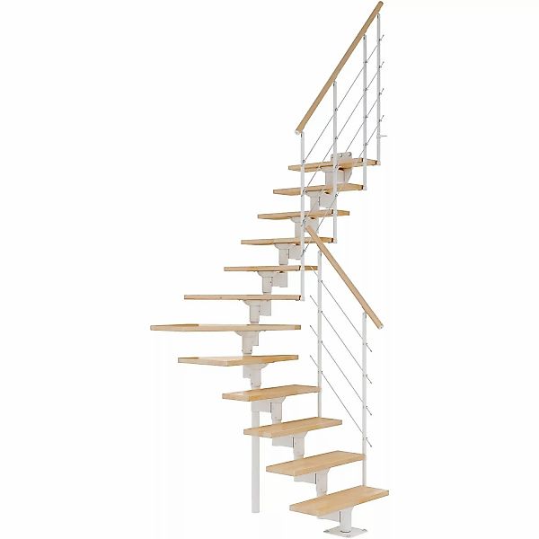 Dolle Mittelholmtreppe Boston 1/4gew. Stufen Buche Metall Weiß FSC® günstig online kaufen