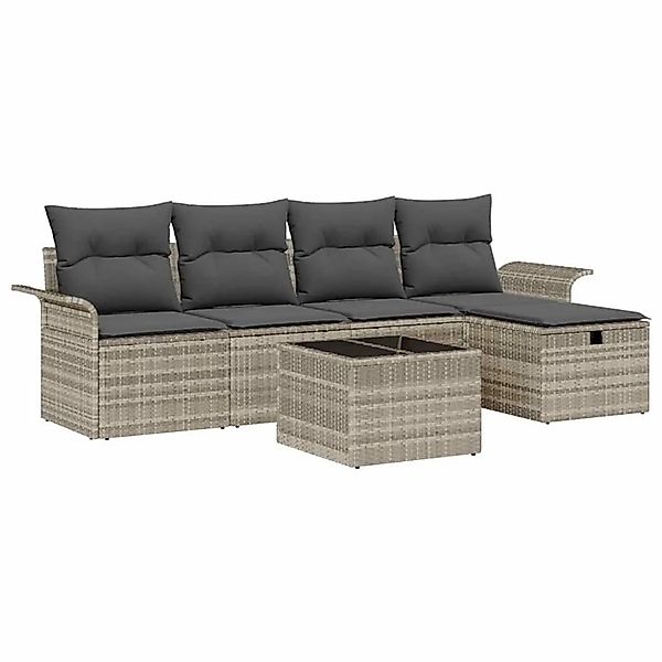 vidaXL Gartensofa-set mit Kissen 6-Tlg Hellgrau Poly-Rattan 3358871 günstig online kaufen