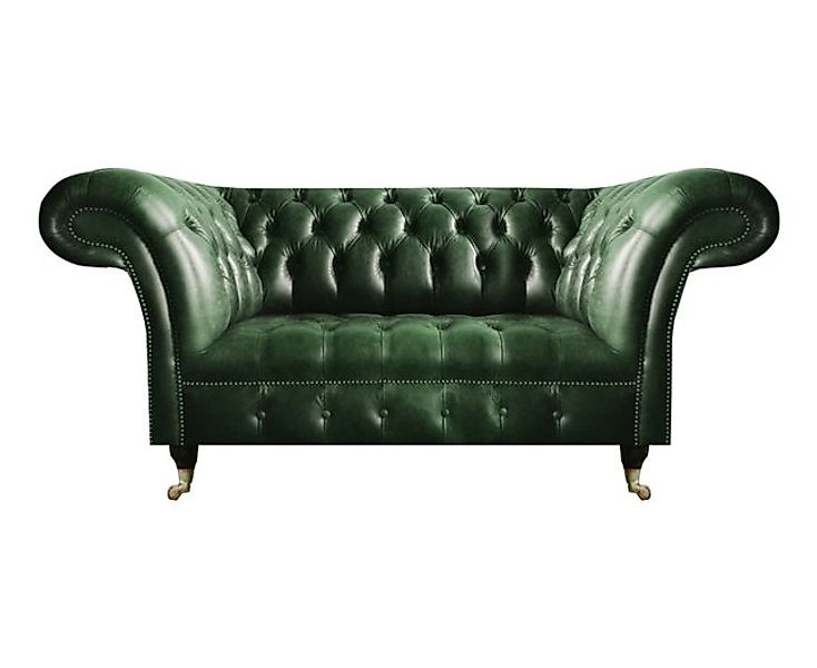 JVmoebel Chesterfield-Sofa Luxus Zweisitzer Sofa Couch Grün Leder Sofa Wohn günstig online kaufen