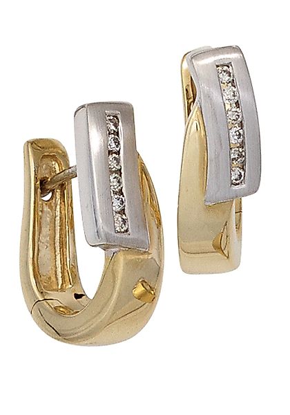 JOBO Paar Creolen "Ohrringe mit 12 Diamanten", 585 Gold bicolor günstig online kaufen