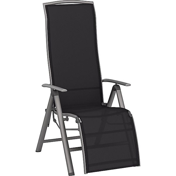 Relaxsessel Welsby Aluminium mit Armlehnen klappbar verstellbar Schwarz günstig online kaufen