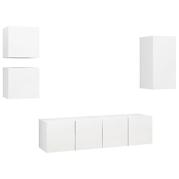 furnicato TV-Schrank 5-tlg. TV-Schrank-Set Weiß Holzwerkstoff (1-St) günstig online kaufen
