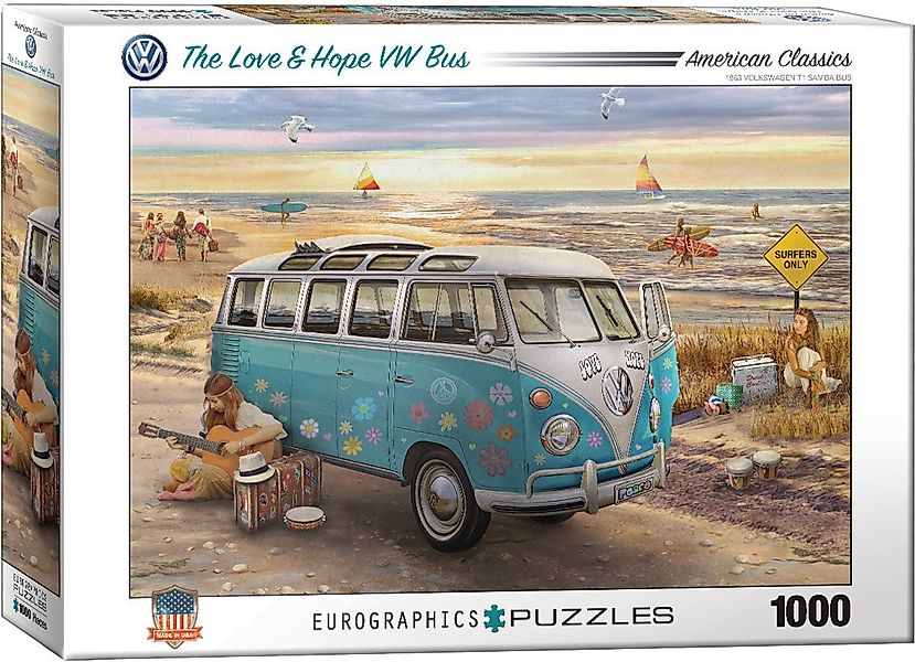 Puzzle 1000 Teile Puzzle - Puzzle - Der Liebe & Frieden VW Bus, Puzzleteile günstig online kaufen