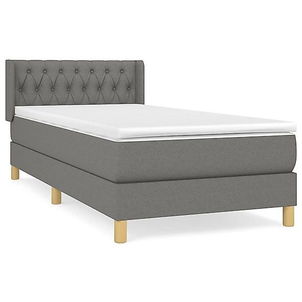 vidaXL Boxspringbett, Boxbett mit Matratze Dunkelgrau 90x200 cm Stoff günstig online kaufen
