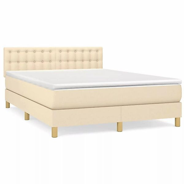 vidaXL Boxspringbett mit Matratze Creme 140x190 cm Stoff1389670 günstig online kaufen