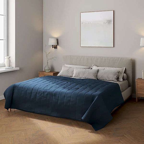 Tagesdecke mit Streifen-Steppung, marinenblau, Quadro (136-04) günstig online kaufen