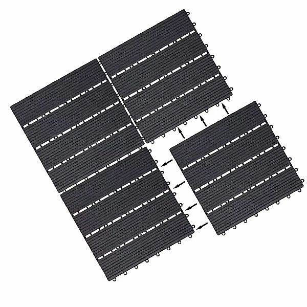 Casaria Holzfliesen 44x Klassik Anthrazit, Terrassenfliesen günstig online kaufen