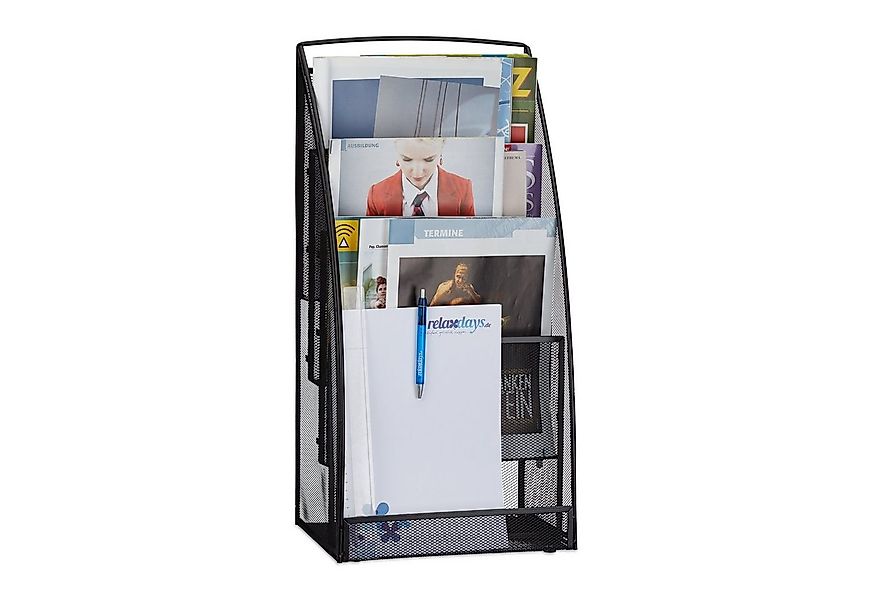relaxdays Zeitungsständer Magazinständer Metallgeflecht, schwarz günstig online kaufen