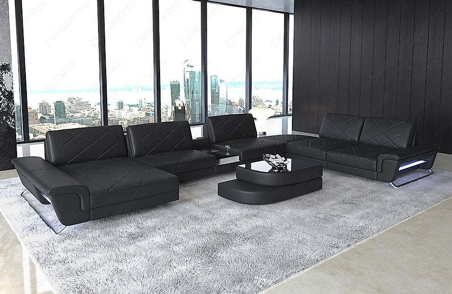 Sofa Dreams Wohnlandschaft Sofa Leder Bari XXL U Form Ledersofa, Couch, mit günstig online kaufen