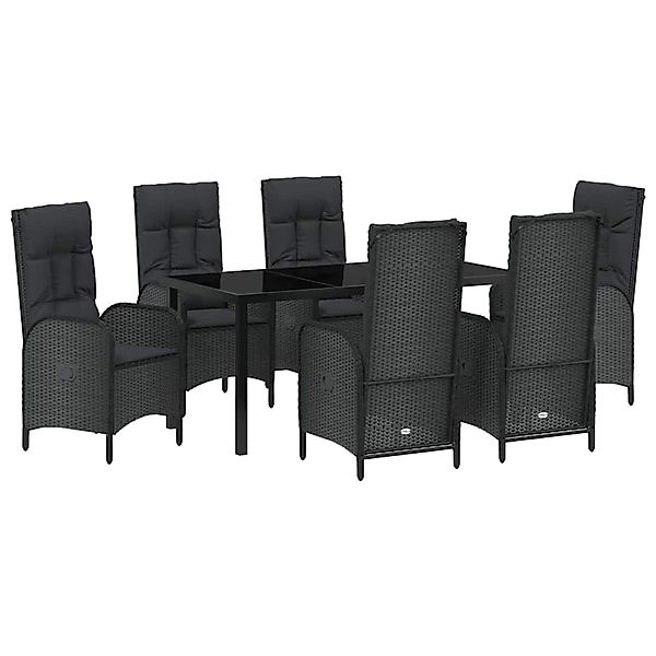 vidaXL Garten Essgruppe mit Kissen 7-Tlg Schwarz Poly Rattan 3380117 günstig online kaufen