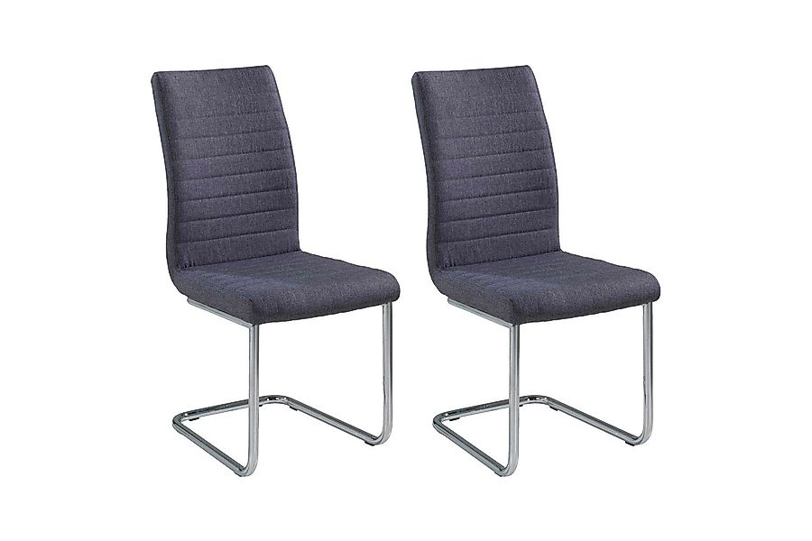 Home4You Freischwinger Schwingstuhl 2er Set, Dunkelgrau, günstig online kaufen