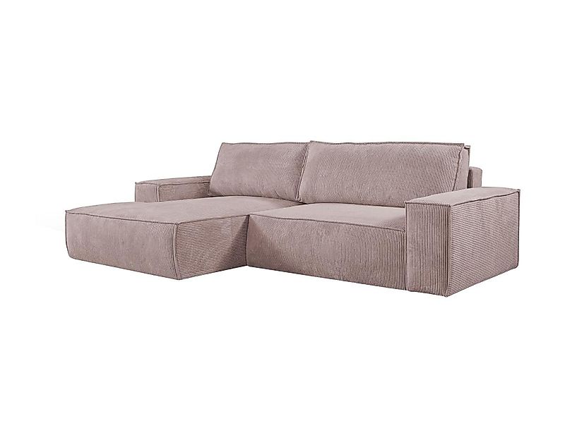 Ecksofa mit Schlaffunktion - Ecke Links - Cord - Malve - AMELIA günstig online kaufen