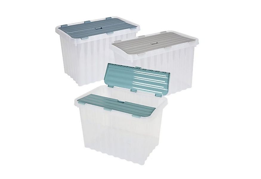 BURI Aufbewahrungsbox Wellenbox 24L 43x30x30cm Transparent Deckel Aufbewahr günstig online kaufen