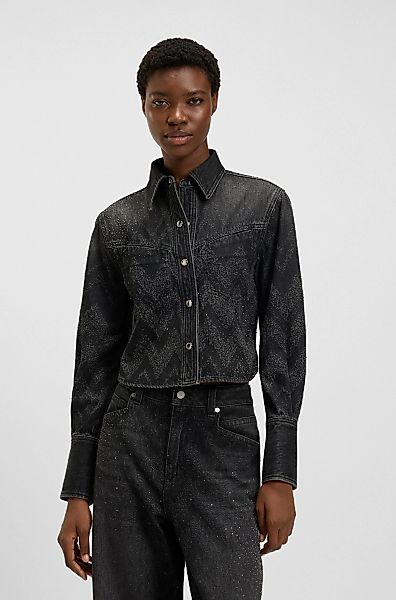 BOSS ORANGE Hemdbluse "SHIRT LS 1.0 Premium Damenmode", in verkürzter Länge günstig online kaufen