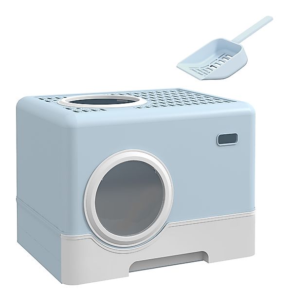 PawHut Katzenstreu Box, Katzenklo mit herausnehmbarer Schale, Fronteinstieg günstig online kaufen