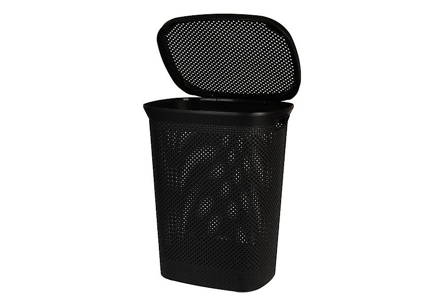 Mojawo Wäschewanne Wäschekorb Wäschebox Wäschetruhe mit Deckel Schwarz 60L günstig online kaufen